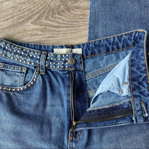 Topshop High Rise Moto Studded Mom Jeans - Picture 11 of 15
